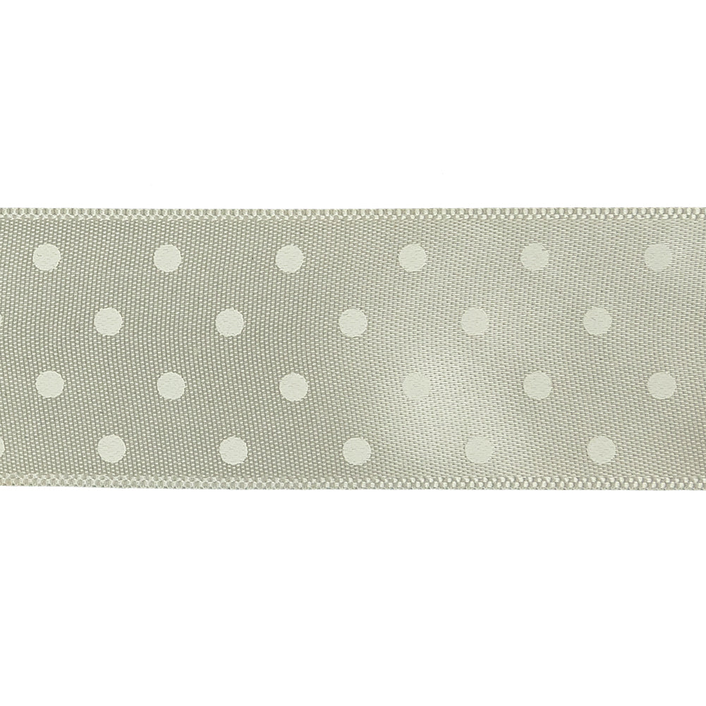 White on White Polka Dot Satin Ribbon - 1" Detail White on White Polka Dot Satin Ribbon - 1" Detail