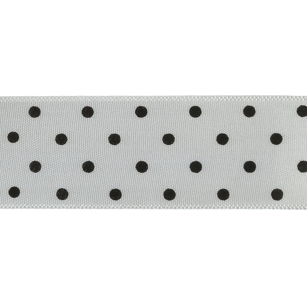 White and Black Polka Dot Satin RIbbon - 1" Detail White and Black Polka Dot Satin RIbbon - 1" Detail