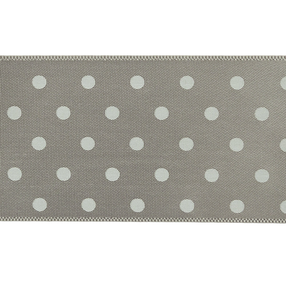 Gray and White Polka Dot Satin Ribbon - 1.5" Detail Gray and White Polka Dot Satin Ribbon - 1.5" Detail