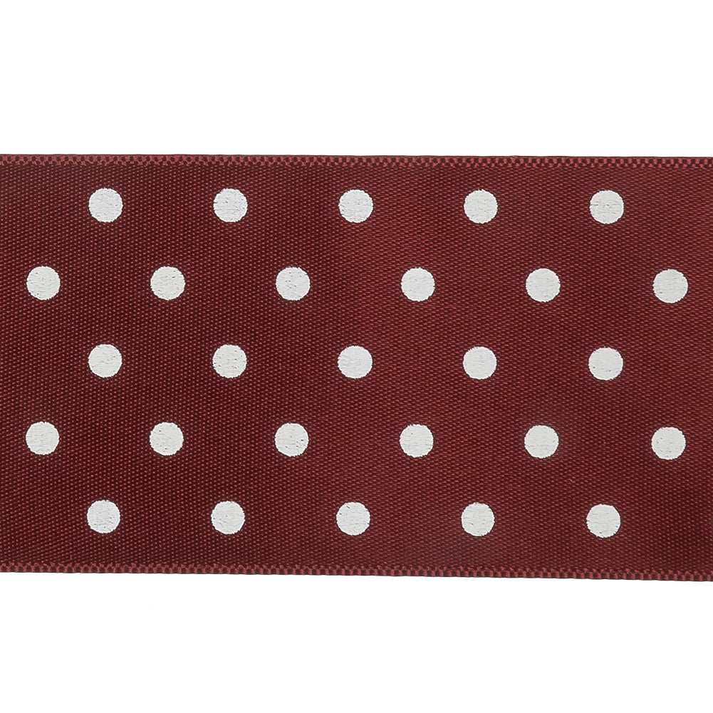 Wine Red and White Polka Dot Satin Ribbon - 1.5" Detail Wine Red and White Polka Dot Satin Ribbon - 1.5" Detail