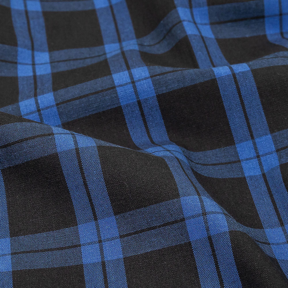 Stretch Limo and Deja Vu Blue Plaid Cotton Shirting Detail Stretch Limo and Deja Vu Blue Plaid Cotton Shirting Detail