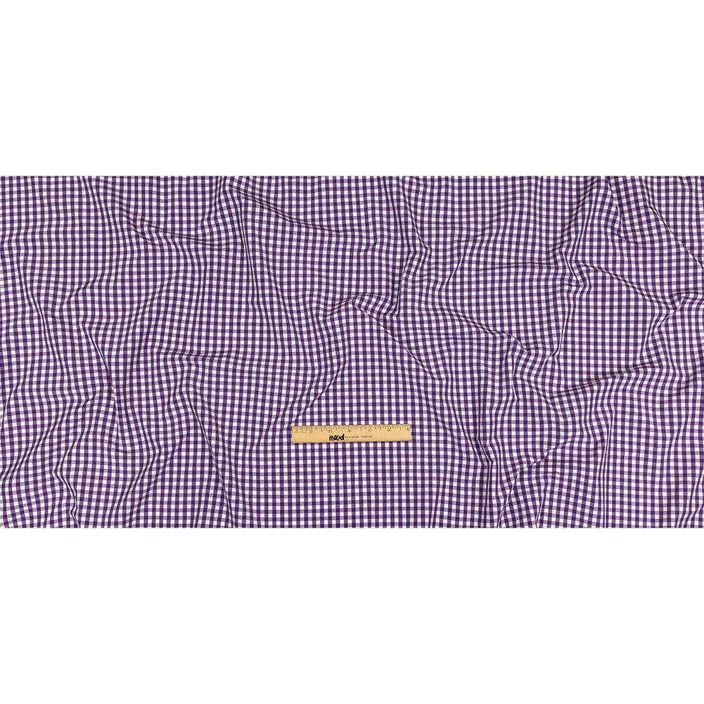 Purple and White Checkered Cotton and Polyester Shirting Full Purple and White Checkered Cotton and Polyester Shirting Full