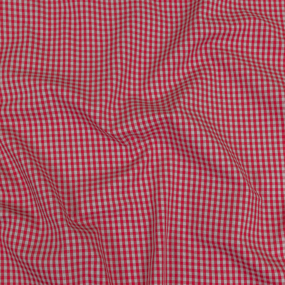 Red and Gray Checked Cotton and Polyester Shirting Red and Gray Checked Cotton and Polyester Shirting