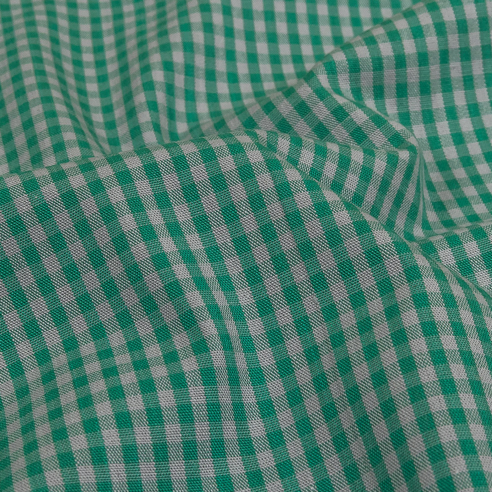 Green and Gray Checked Cotton and Polyester Shirting Detail Green and Gray Checked Cotton and Polyester Shirting Detail