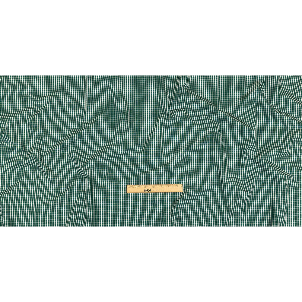 Evergreen and White Checkered Cotton and Polyester Shirting Full Evergreen and White Checkered Cotton and Polyester Shirting Full