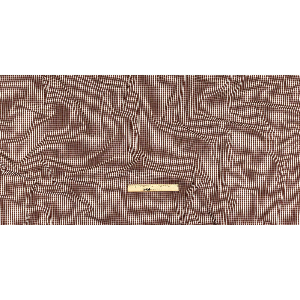 Brown and White Checkered Cotton and Polyester Shirting Full Brown and White Checkered Cotton and Polyester Shirting Full