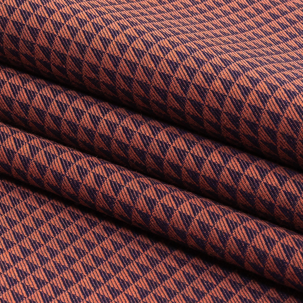 Navy and Orange Triangles Cotton and Polyester Twill Folded Navy and Orange Triangles Cotton and Polyester Twill Folded