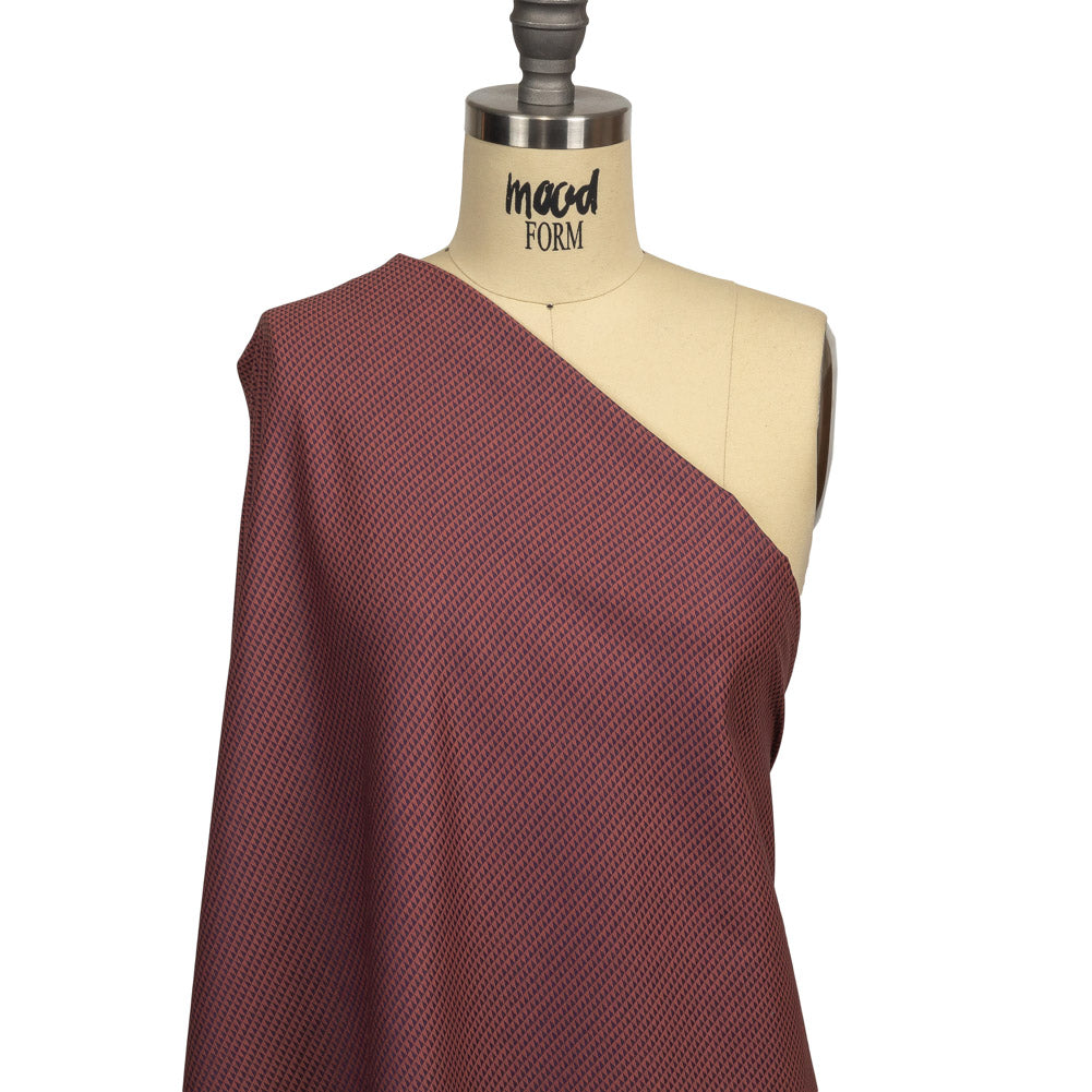 Navy and Orange Triangles Cotton and Polyester Twill Drape Navy and Orange Triangles Cotton and Polyester Twill Drape