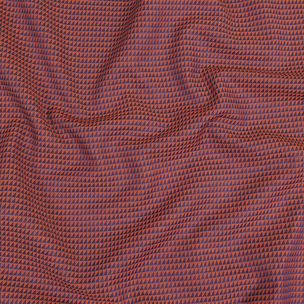 Navy and Orange Triangles Cotton and Polyester Twill Navy and Orange Triangles Cotton and Polyester Twill