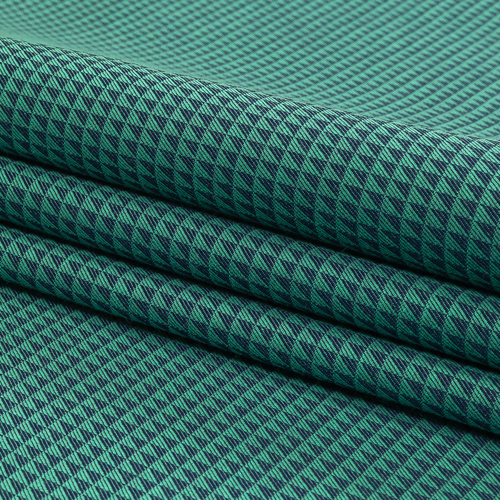 Seafoam and Navy Triangles Cotton and Polyester Twill Folded Seafoam and Navy Triangles Cotton and Polyester Twill Folded