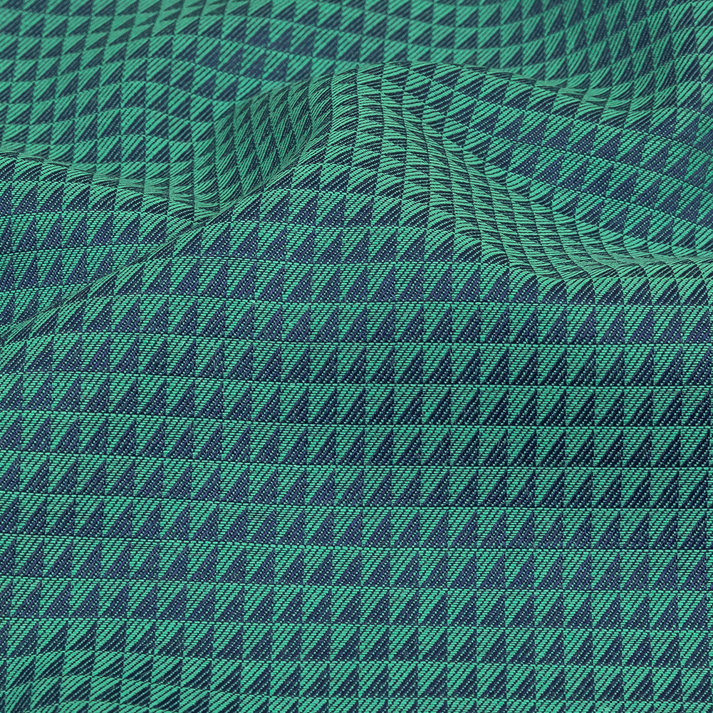 Seafoam and Navy Triangles Cotton and Polyester Twill Detail Seafoam and Navy Triangles Cotton and Polyester Twill Detail