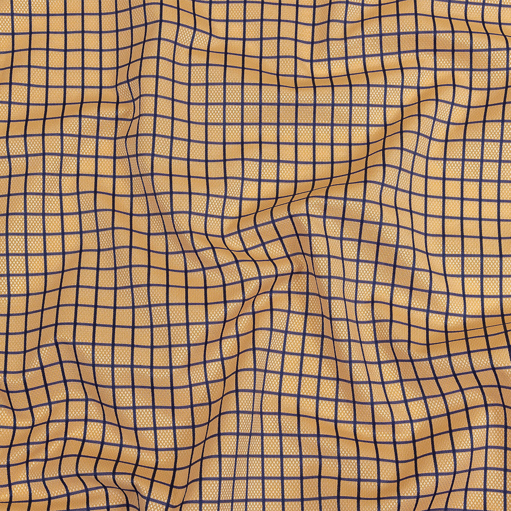 Yellow and Blue Ribbon Checks and Diamonds Cotton and Polyester Dobby Shirting Yellow and Blue Ribbon Checks and Diamonds Cotton and Polyester Dobby Shirting