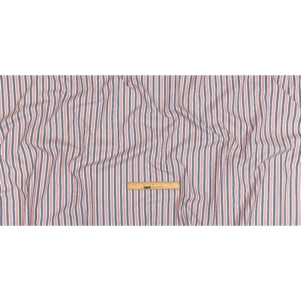 Red, Navy and White Striped Cotton and Polyester Dobby - Full Red, Navy and White Striped Cotton and Polyester Dobby - Full