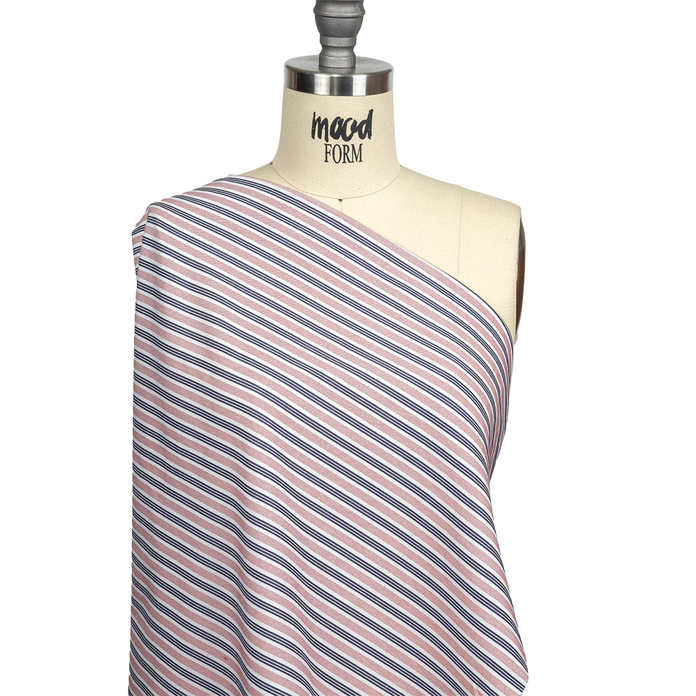 Red, Navy and White Striped Cotton and Polyester Dobby Drape Red, Navy and White Striped Cotton and Polyester Dobby Drape
