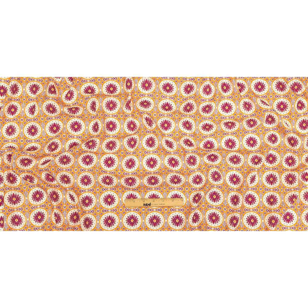 Viscose and Linen Woven Print - Magenta and Orange Floral Tiles - Mood Exclusive Sao Bento Full Viscose and Linen Woven Print - Magenta and Orange Floral Tiles - Mood Exclusive Sao Bento Full