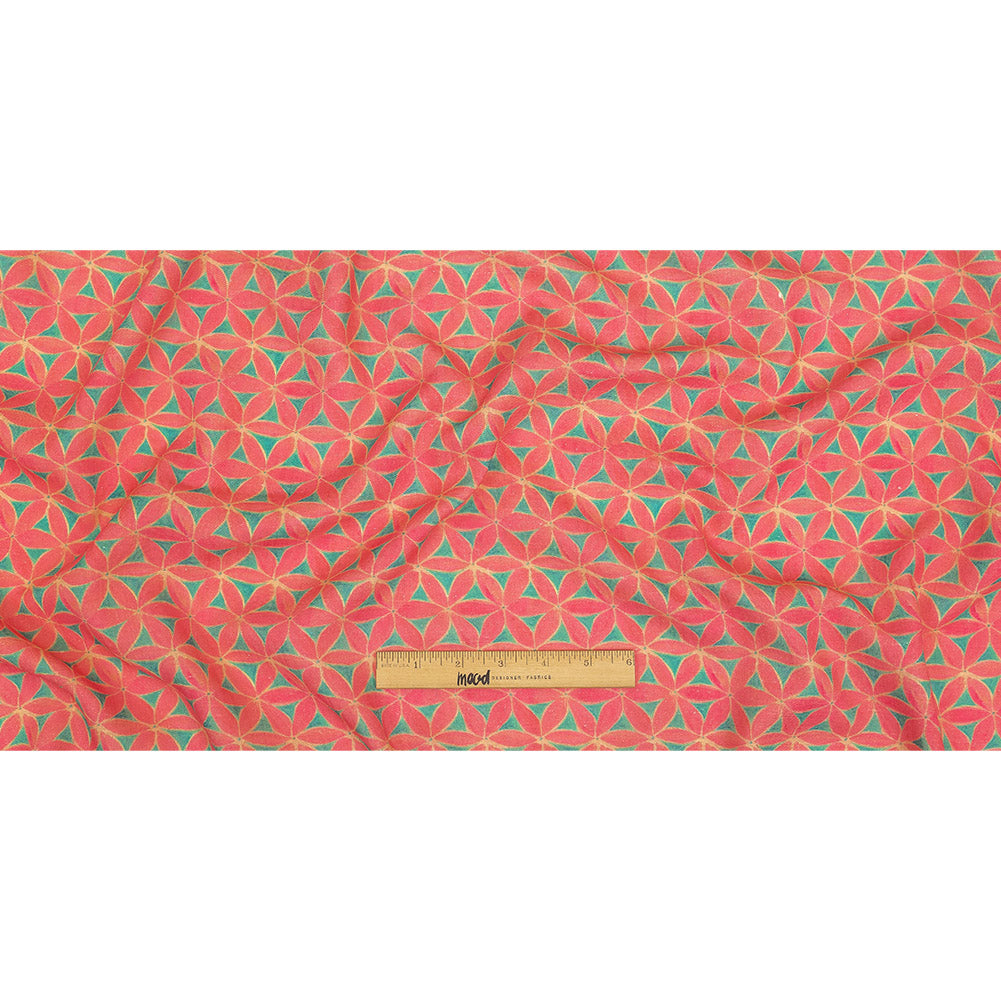 Viscose and Linen Woven Print - Hot Pink and Turquoise Geometric Floral - Mood Exclusive Homemade Hexagons Full Viscose and Linen Woven Print - Hot Pink and Turquoise Geometric Floral - Mood Exclusive Homemade Hexagons Full