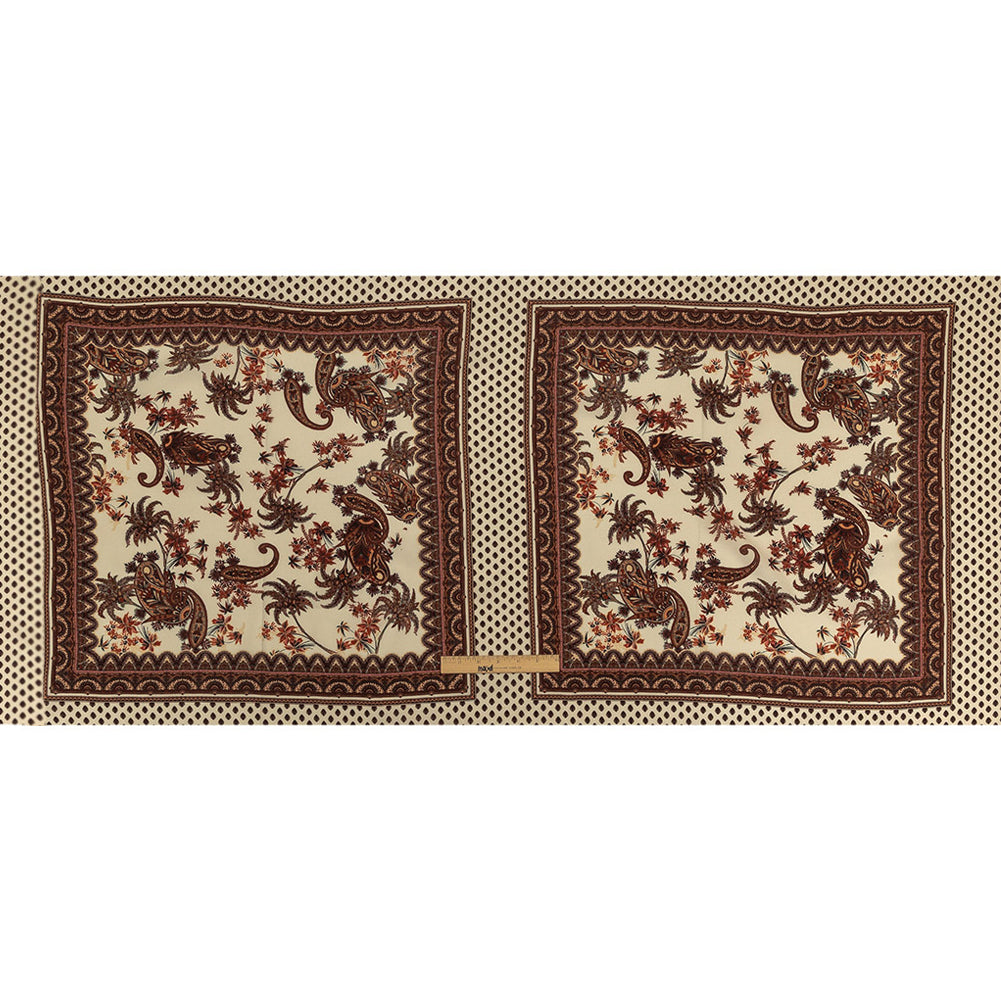 Viscose Crepe Panel - Beige and Burgundy Paisley Decorative Squares - Mood Exclusive Destination Dubai Full Viscose Crepe Panel - Beige and Burgundy Paisley Decorative Squares - Mood Exclusive Destination Dubai Full