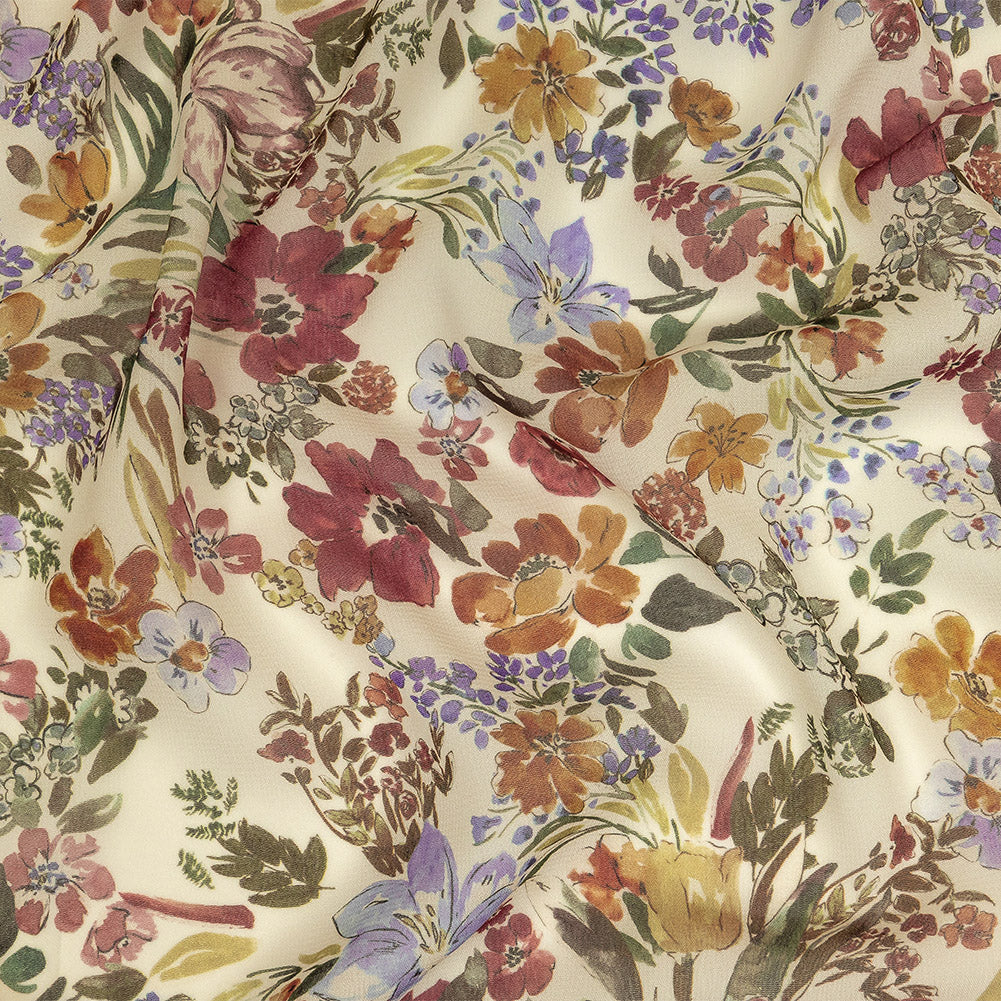 Mood Exclusive White Morning Glories Viscose Georgette Mood Exclusive White Morning Glories Viscose Georgette