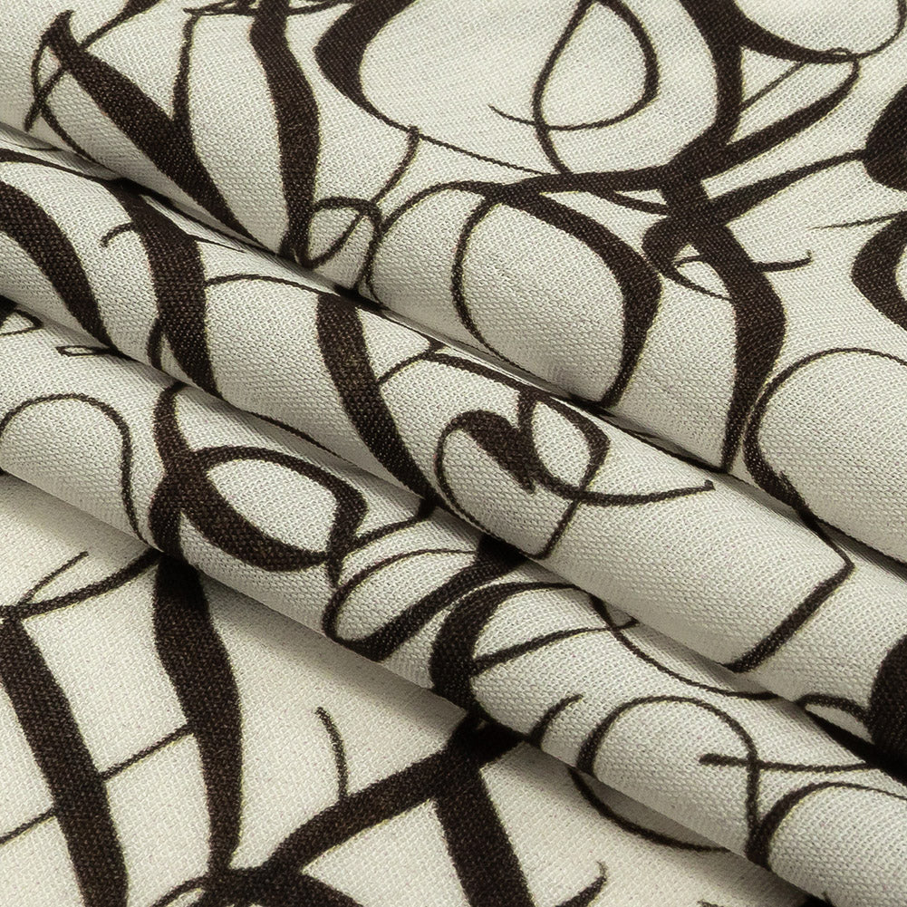 Sustainable Viscose Woven Print - White Calligraphic Letters - Mood Exclusive Dear Ms. Austen Folded Sustainable Viscose Woven Print - White Calligraphic Letters - Mood Exclusive Dear Ms. Austen Folded