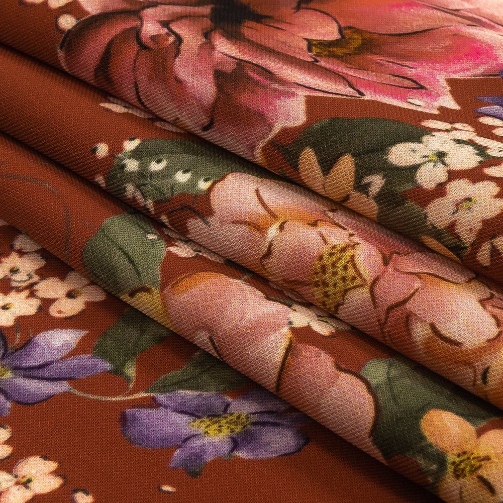 Polyester Twill Print - Clay Red and Pink Floral - Mood Exclusive Halcyon Days Folded Polyester Twill Print - Clay Red and Pink Floral - Mood Exclusive Halcyon Days Folded