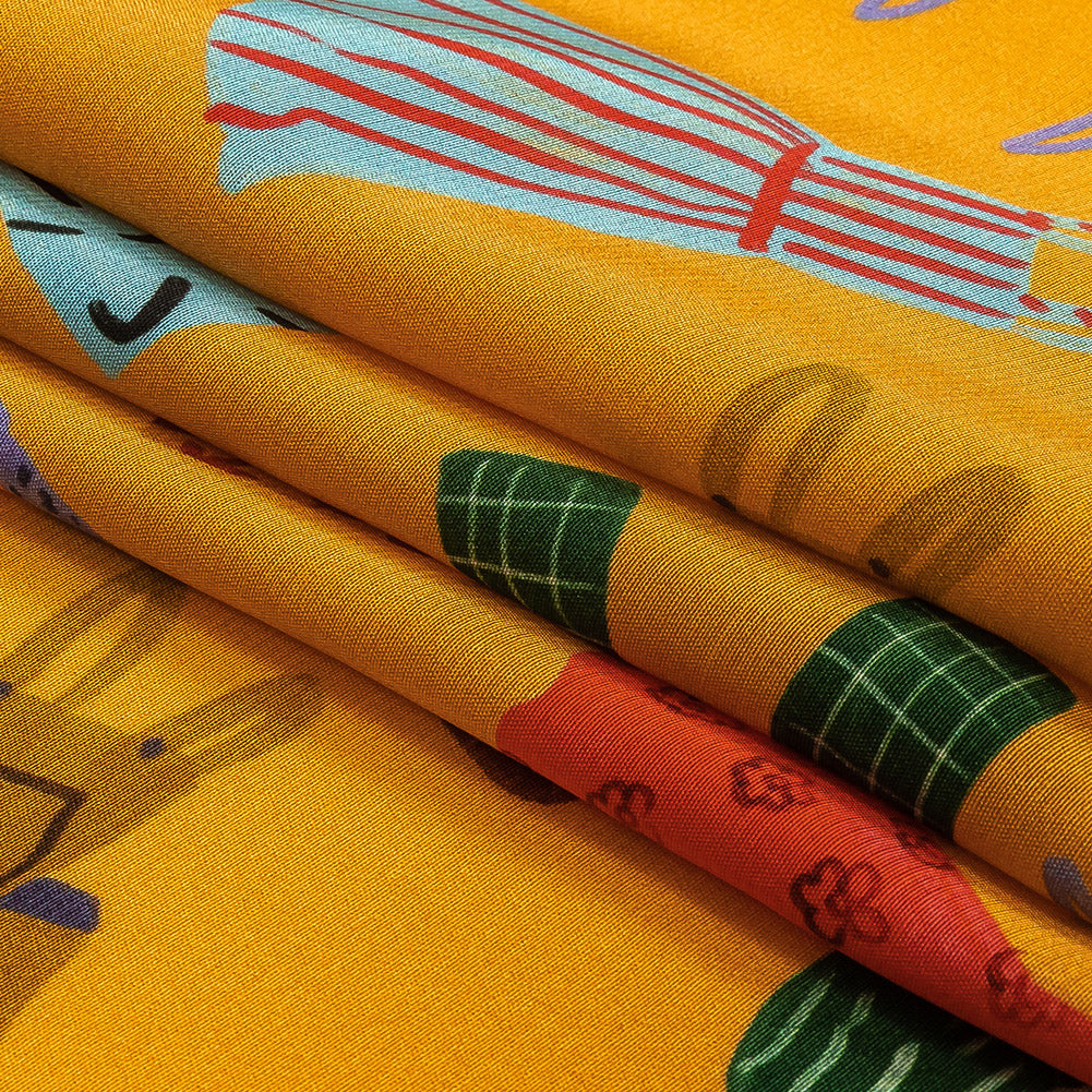 Mood Exclusive Yellow Laundry Day Viscose Poplin Folded Mood Exclusive Yellow Laundry Day Viscose Poplin Folded