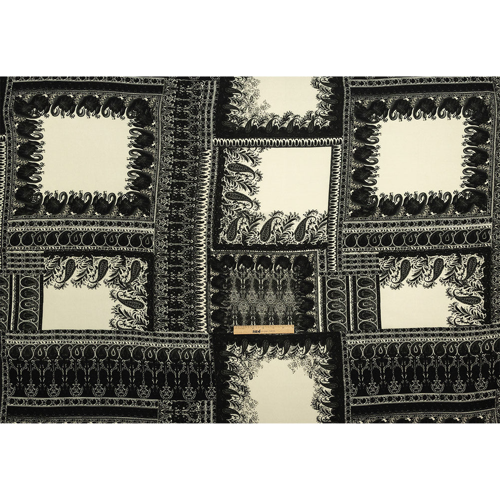 Viscose Crepe Print - Black and Cream Paisley Patches - Mood Exclusive Speak and Enter Full Viscose Crepe Print - Black and Cream Paisley Patches - Mood Exclusive Speak and Enter Full