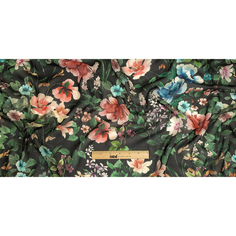Mood Exclusive Black O'Keefe's Orchids Viscose Georgette Full Mood Exclusive Black O'Keefe's Orchids Viscose Georgette Full