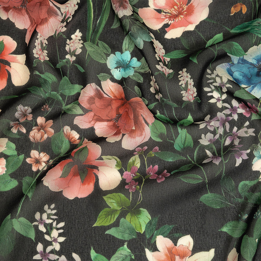 Mood Exclusive Black O'Keefe's Orchids Viscose Georgette Mood Exclusive Black O'Keefe's Orchids Viscose Georgette
