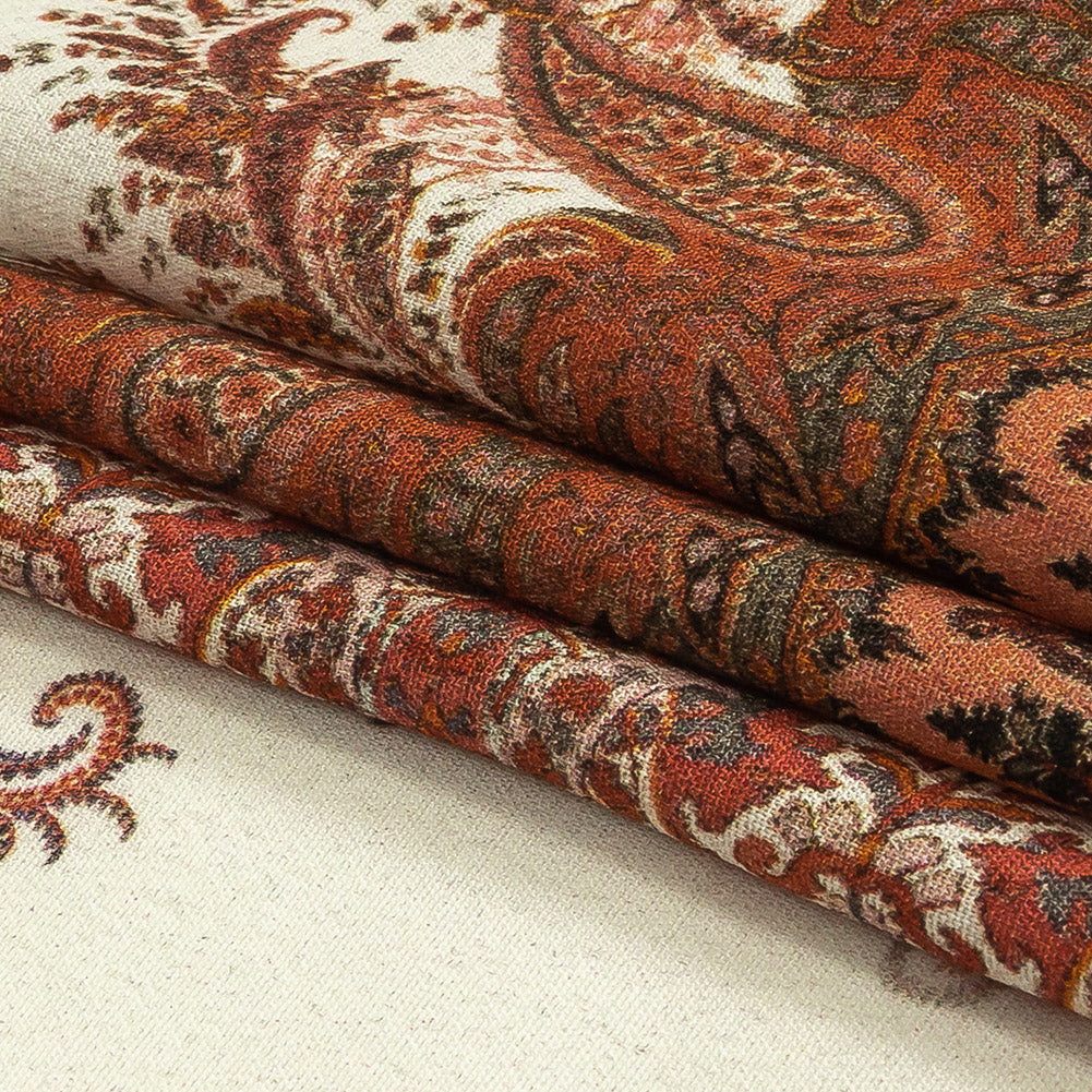 Viscose Crepe Print - Red and Cream Paisley Patches - Mood Exclusive Speak and Enter Folded Viscose Crepe Print - Red and Cream Paisley Patches - Mood Exclusive Speak and Enter Folded