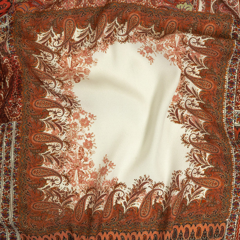 Viscose Crepe Print - Red and Cream Paisley Patches - Mood Exclusive Speak and Enter Viscose Crepe Print - Red and Cream Paisley Patches - Mood Exclusive Speak and Enter