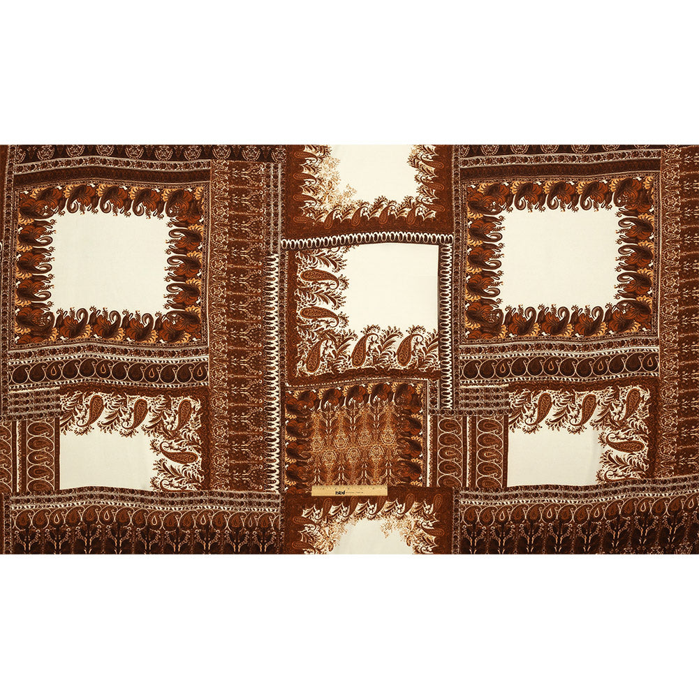 Sustainable Viscose Crepe Print - Brown and Cream Paisley Patches - Mood Exclusive Speak and Enter Full Sustainable Viscose Crepe Print - Brown and Cream Paisley Patches - Mood Exclusive Speak and Enter Full