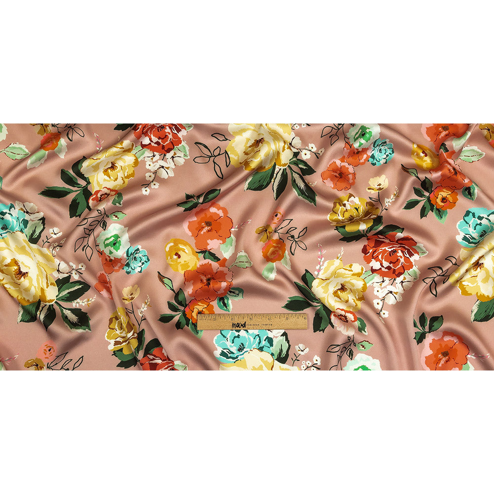 Polyester Charmeuse Print - Pink, Red and Blue Floral - Mood Exclusive Going Electric Full Polyester Charmeuse Print - Pink, Red and Blue Floral - Mood Exclusive Going Electric Full