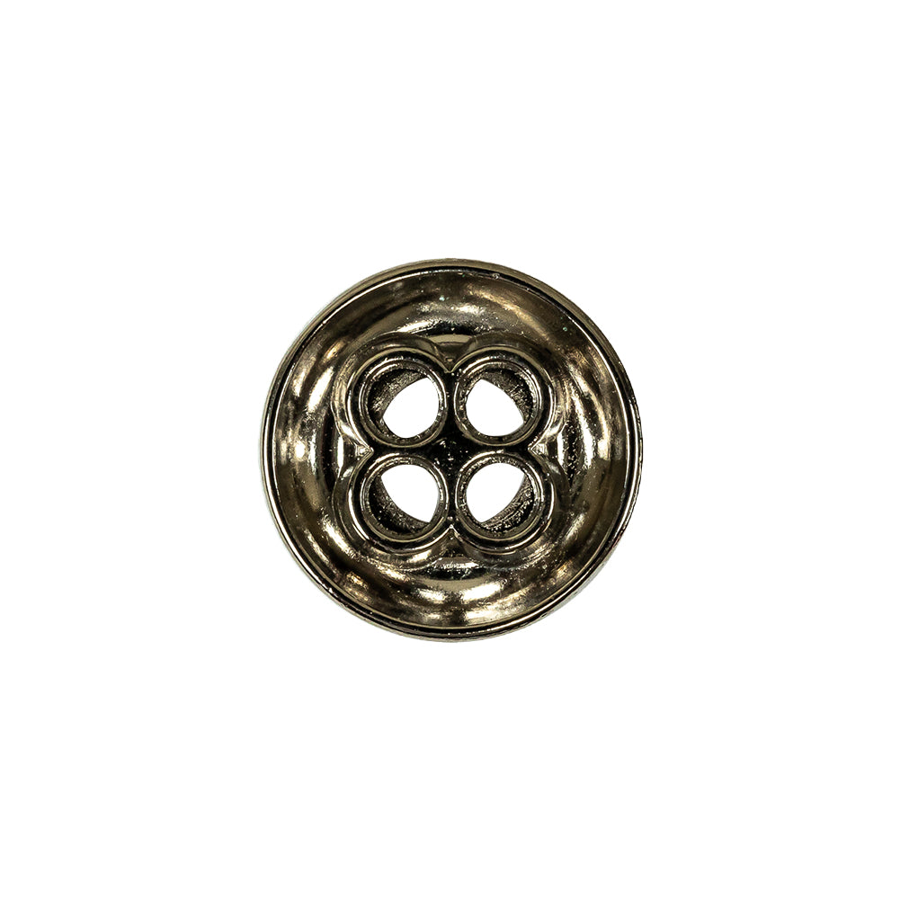 Italian Nickel 4-Hole Deepwell Metal Button - 28L/18mm Detail Italian Nickel 4-Hole Deepwell Metal Button - 28L/18mm Detail
