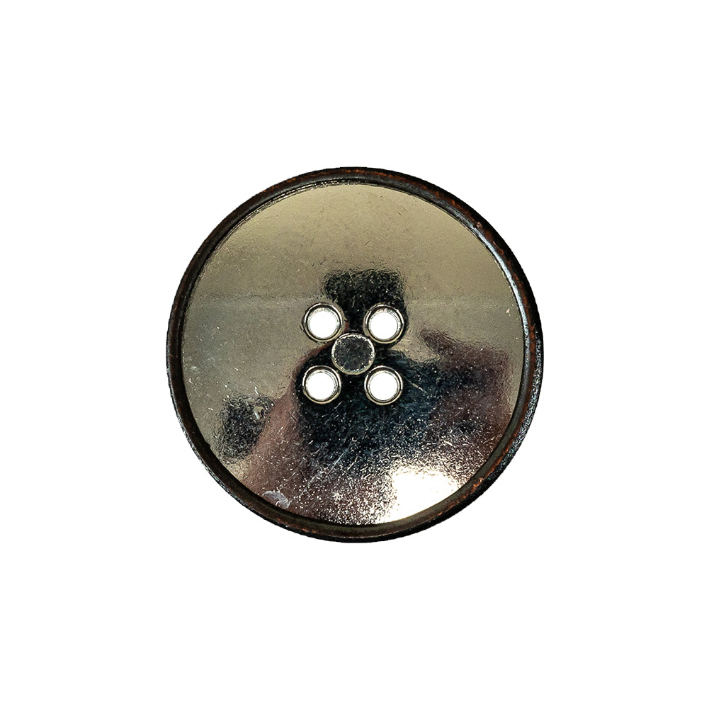 Italian Black and Silver 4-Hole Shallow Plate Metal Button - 36L/23mm Detail Italian Black and Silver 4-Hole Shallow Plate Metal Button - 36L/23mm Detail