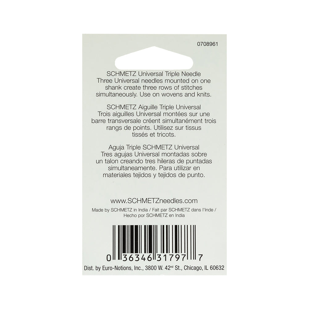Schmetz Triple Machine Needle - 3.0/80 - 1 ct Detail Schmetz Triple Machine Needle - 3.0/80 - 1 ct Detail