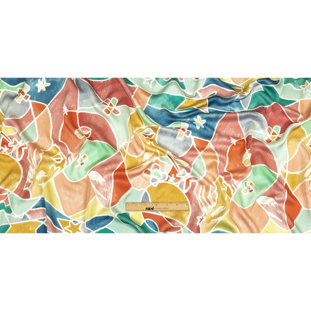 Polyester Charmeuse Print - Pink, Blue and Yellow Abstract - Mood Exclusive Gaudi's Gaze Full Polyester Charmeuse Print - Pink, Blue and Yellow Abstract - Mood Exclusive Gaudi's Gaze Full