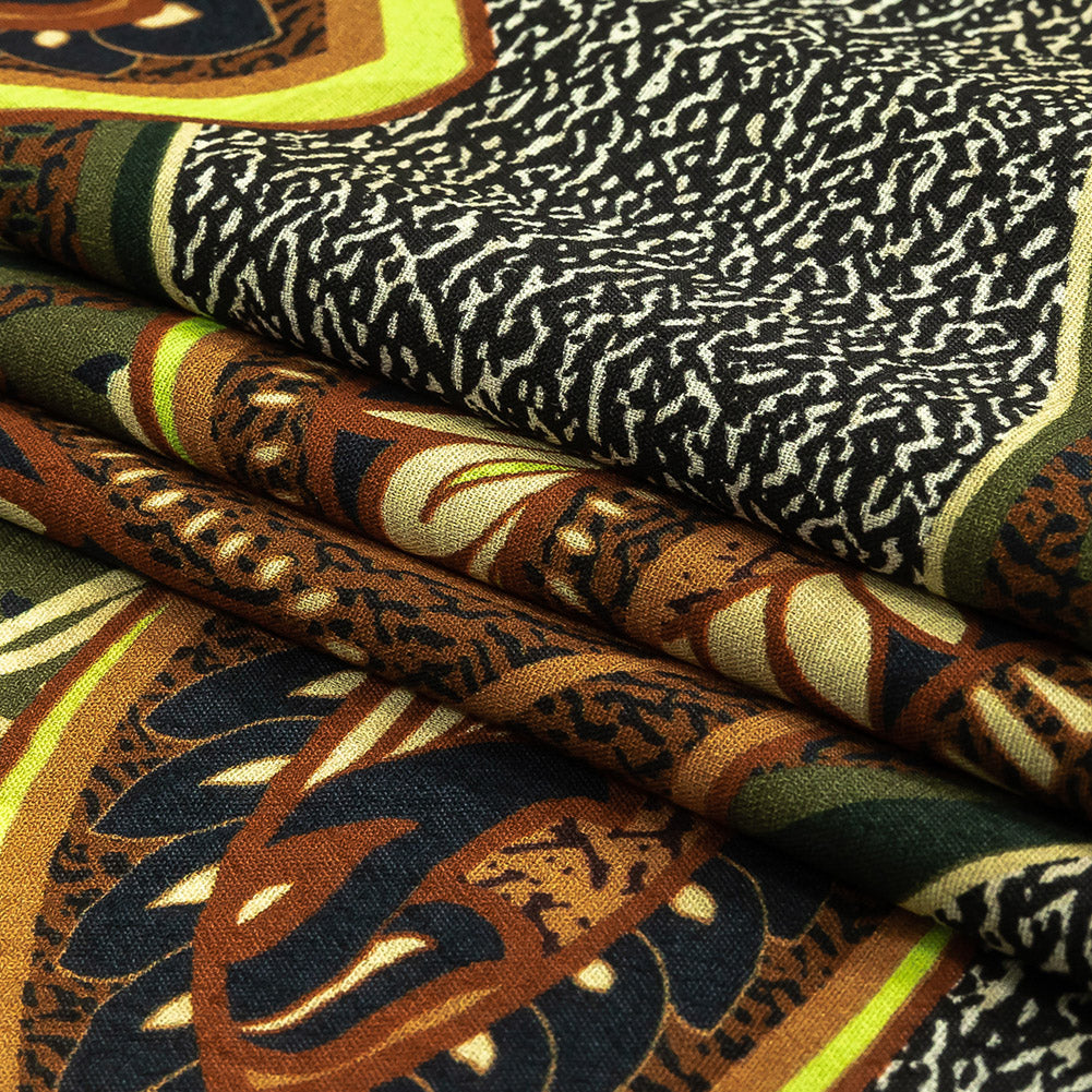 Viscose Crepe Print - Black, Green and Orange Textural Floral - Mood Exclusive Chalkboard Chic Folded Viscose Crepe Print - Black, Green and Orange Textural Floral - Mood Exclusive Chalkboard Chic Folded