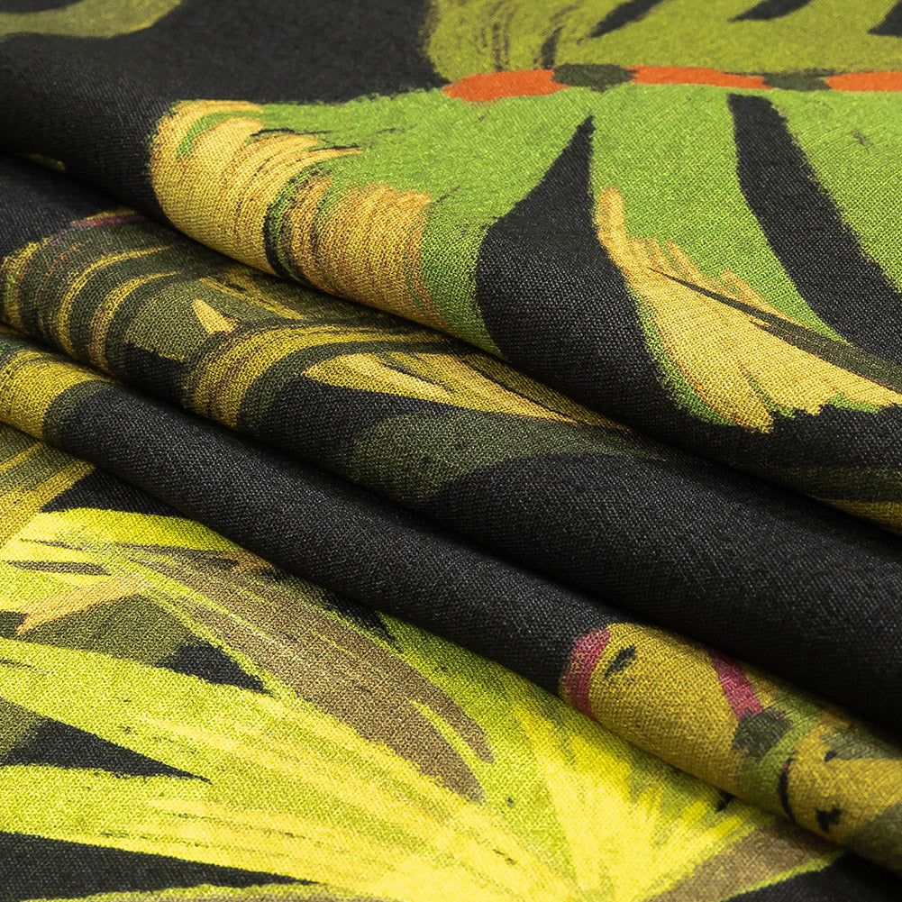 Viscose Crepe Print - Black and Green Palm Leaves - Mood Exclusive Tangled Thicket Folded Viscose Crepe Print - Black and Green Palm Leaves - Mood Exclusive Tangled Thicket Folded