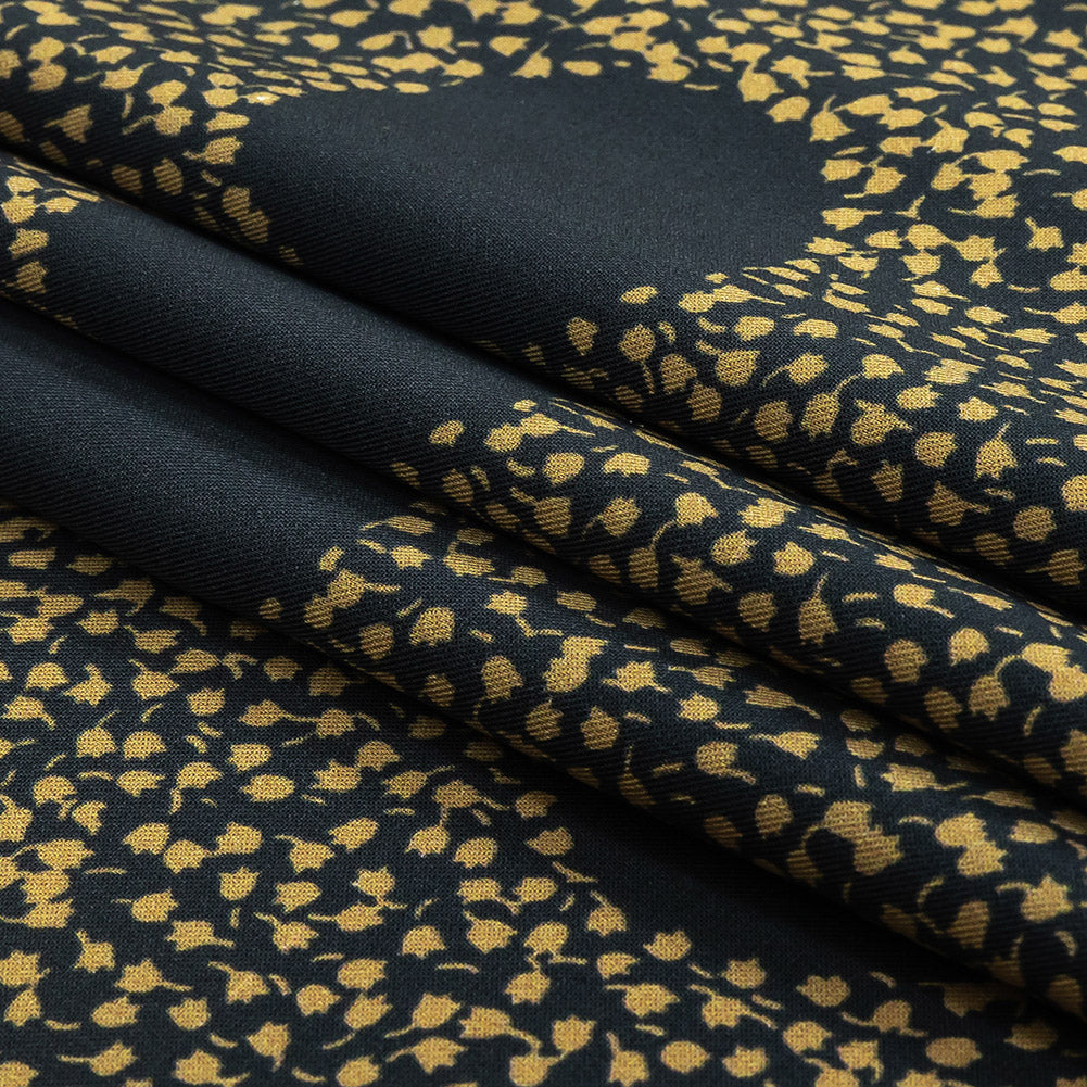 Stretch Polyester Twill Print - Navy Polka Dots in Leaves - Mood Exclusive Tangled Topiary Folded Stretch Polyester Twill Print - Navy Polka Dots in Leaves - Mood Exclusive Tangled Topiary Folded