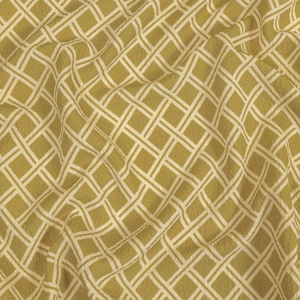 Mood Exclusive Beige Lattice Status Stretch Polyester Seersucker Mood Exclusive Beige Lattice Status Stretch Polyester Seersucker