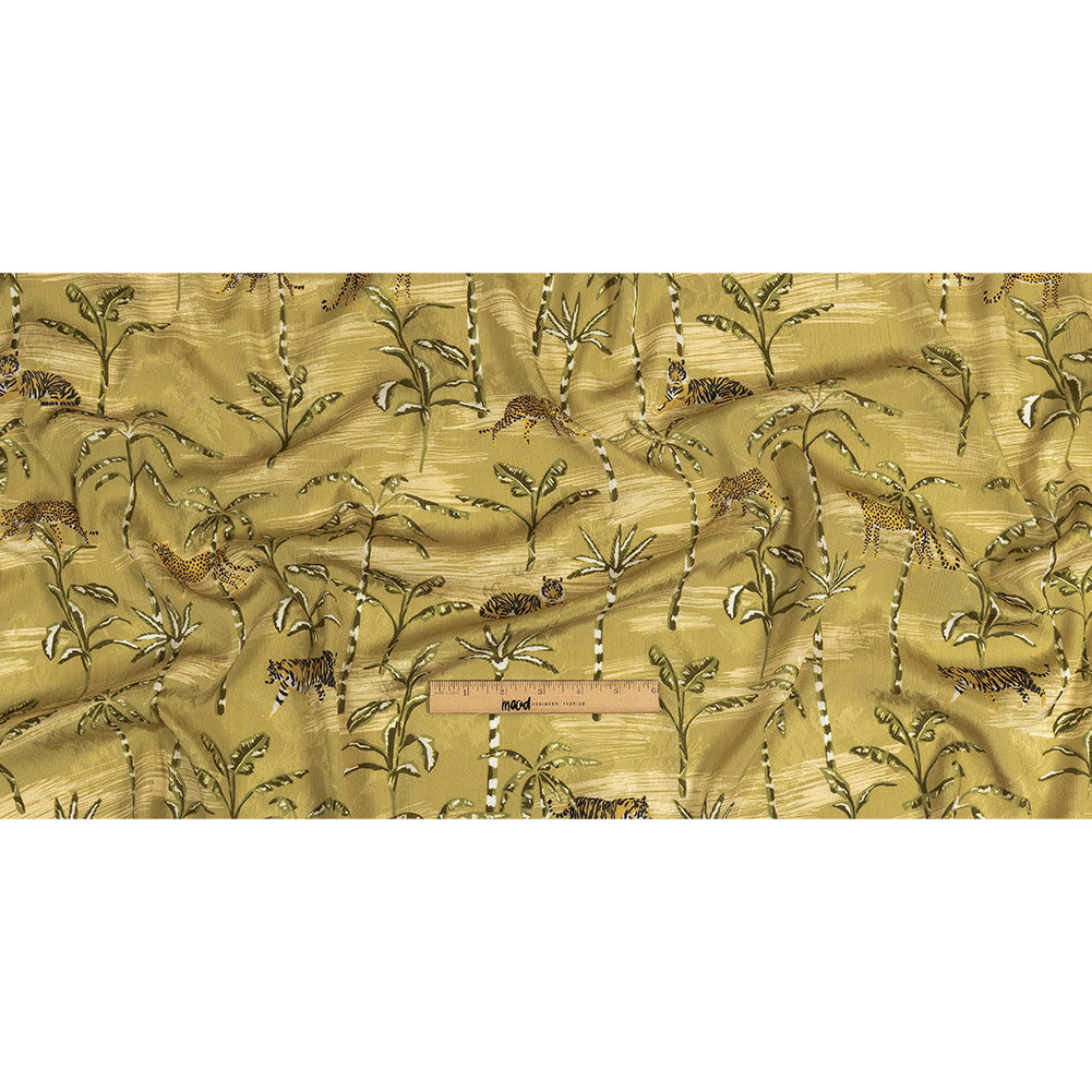 Crinkled Leafy Polyester Jacquard Print - Green Savannah Cats - Mood Exclusive Cerrado Full Crinkled Leafy Polyester Jacquard Print - Green Savannah Cats - Mood Exclusive Cerrado Full