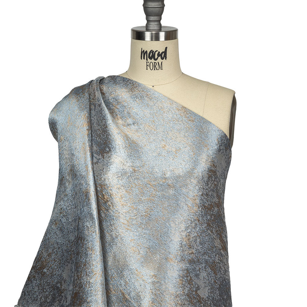 Pegasus Gold and Pale Blue Mottled Luxury Brocade Pegasus Gold and Pale Blue Mottled Luxury Brocade