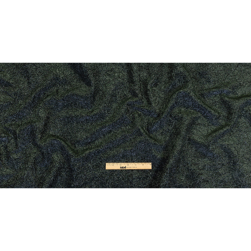 Astrolabe Metallic Evergreen and Navy Crinkled Luxury Brocade with Black Backing - Full Astrolabe Metallic Evergreen and Navy Crinkled Luxury Brocade with Black Backing - Full