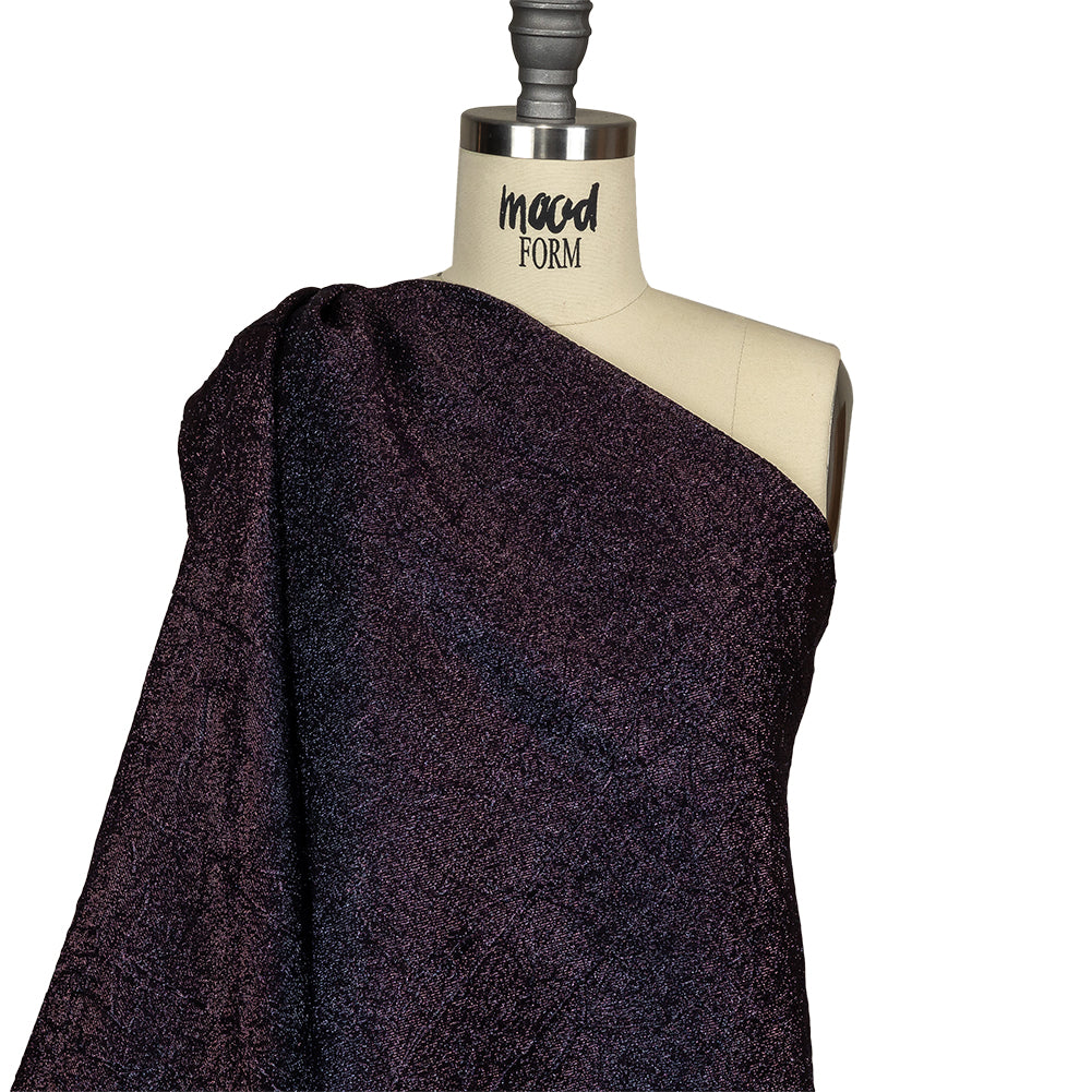 Astrolabe Metallic Navy and Purple Crinkled Luxury Brocade with Black Backing Astrolabe Metallic Navy and Purple Crinkled Luxury Brocade with Black Backing