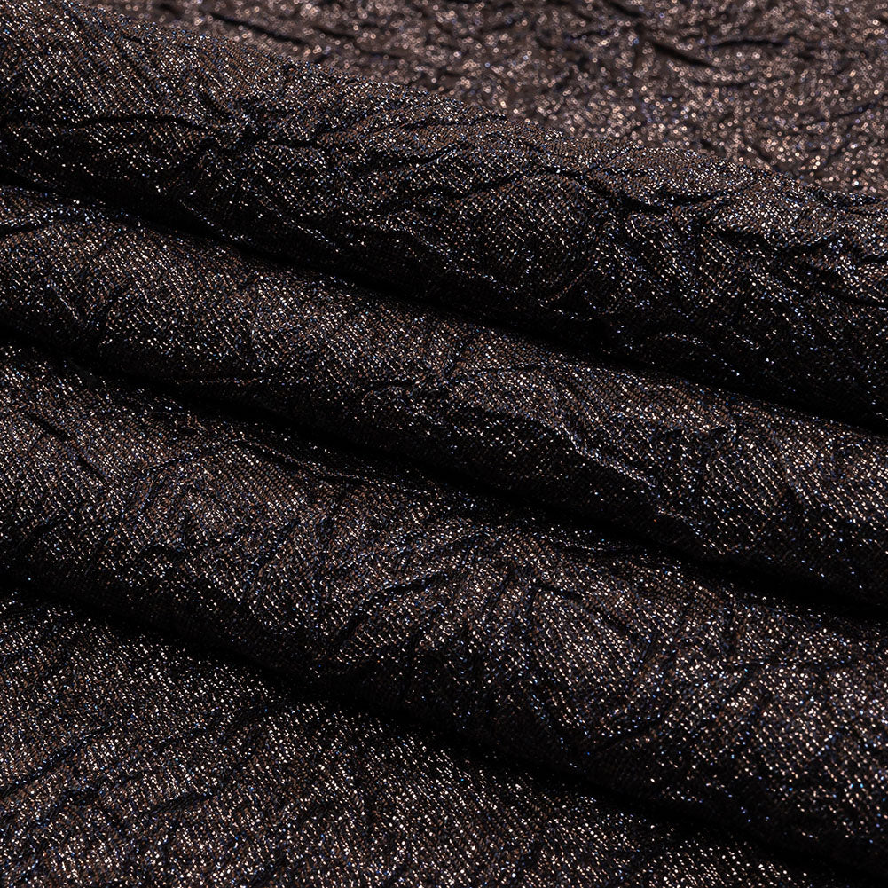 Astrolabe Metallic Navy and Copper Crinkled Luxury Brocade with Black Backing Astrolabe Metallic Navy and Copper Crinkled Luxury Brocade with Black Backing