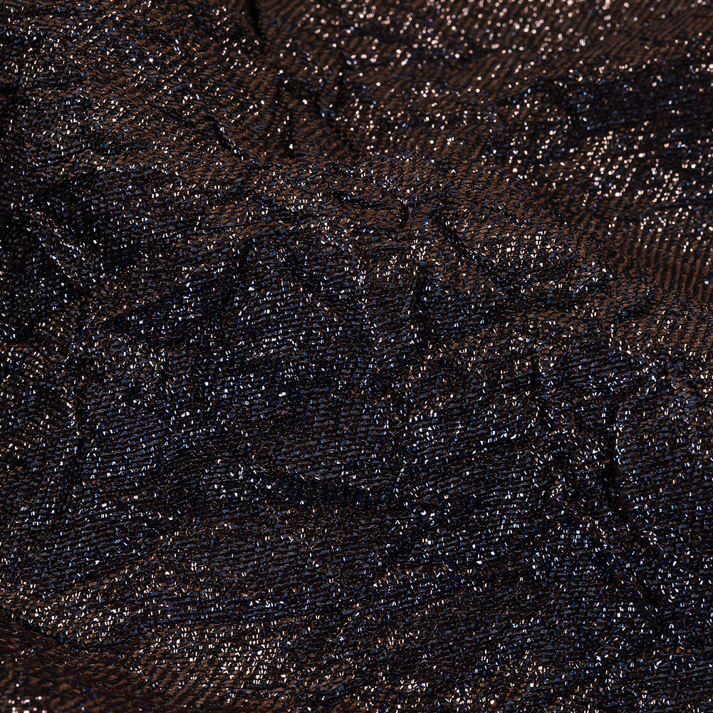 Astrolabe Metallic Navy and Copper Crinkled Luxury Brocade with Black Backing Astrolabe Metallic Navy and Copper Crinkled Luxury Brocade with Black Backing