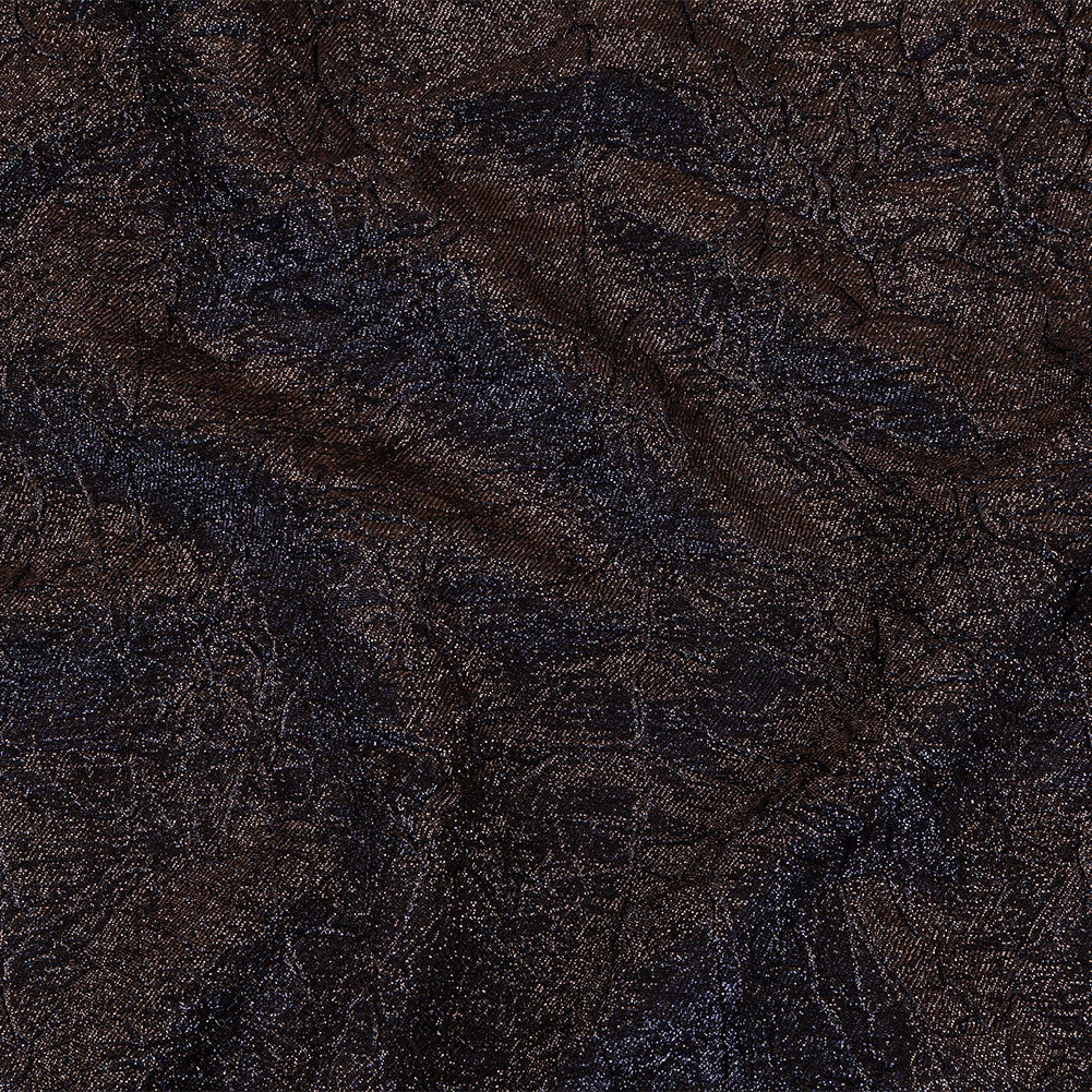 Astrolabe Metallic Navy and Copper Crinkled Luxury Brocade with Black Backing Astrolabe Metallic Navy and Copper Crinkled Luxury Brocade with Black Backing