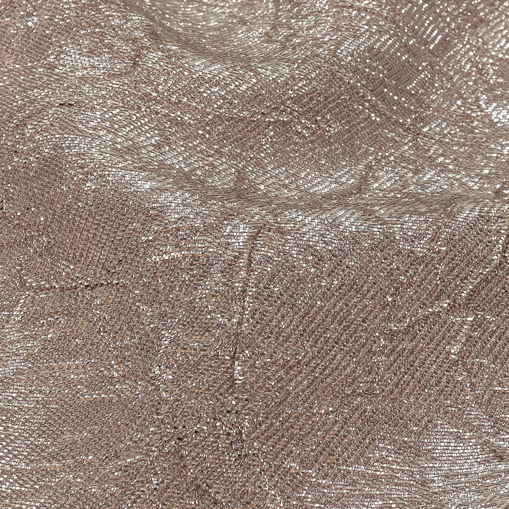 Astrolabe Metallic Silver and Rose Gold Crinkled Luxury Brocade with White Backing Astrolabe Metallic Silver and Rose Gold Crinkled Luxury Brocade with White Backing
