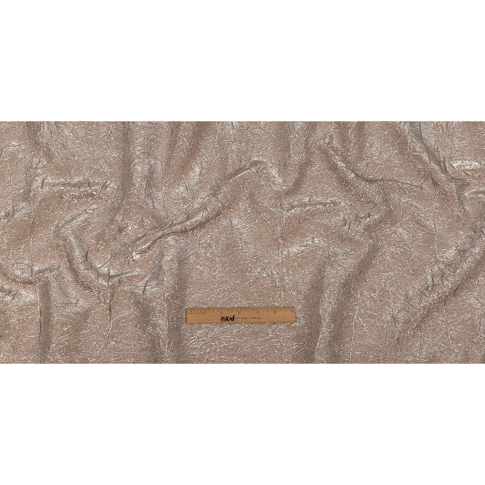 Astrolabe Metallic Silver and Rose Gold Crinkled Luxury Brocade with White Backing Astrolabe Metallic Silver and Rose Gold Crinkled Luxury Brocade with White Backing