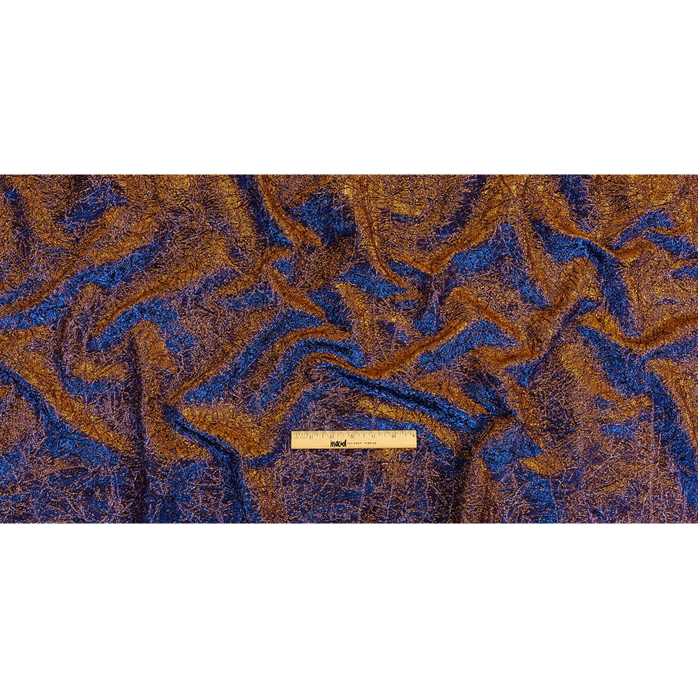 Astrolabe Metallic Copper and Royal Blue Crinkled Luxury Brocade with Black Backing Astrolabe Metallic Copper and Royal Blue Crinkled Luxury Brocade with Black Backing